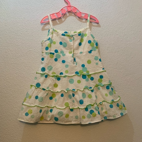 Bonnie Baby White with Blue, Green and Aqua Polka Dots Tiered Sundress. 12m - Picture 7 of 7